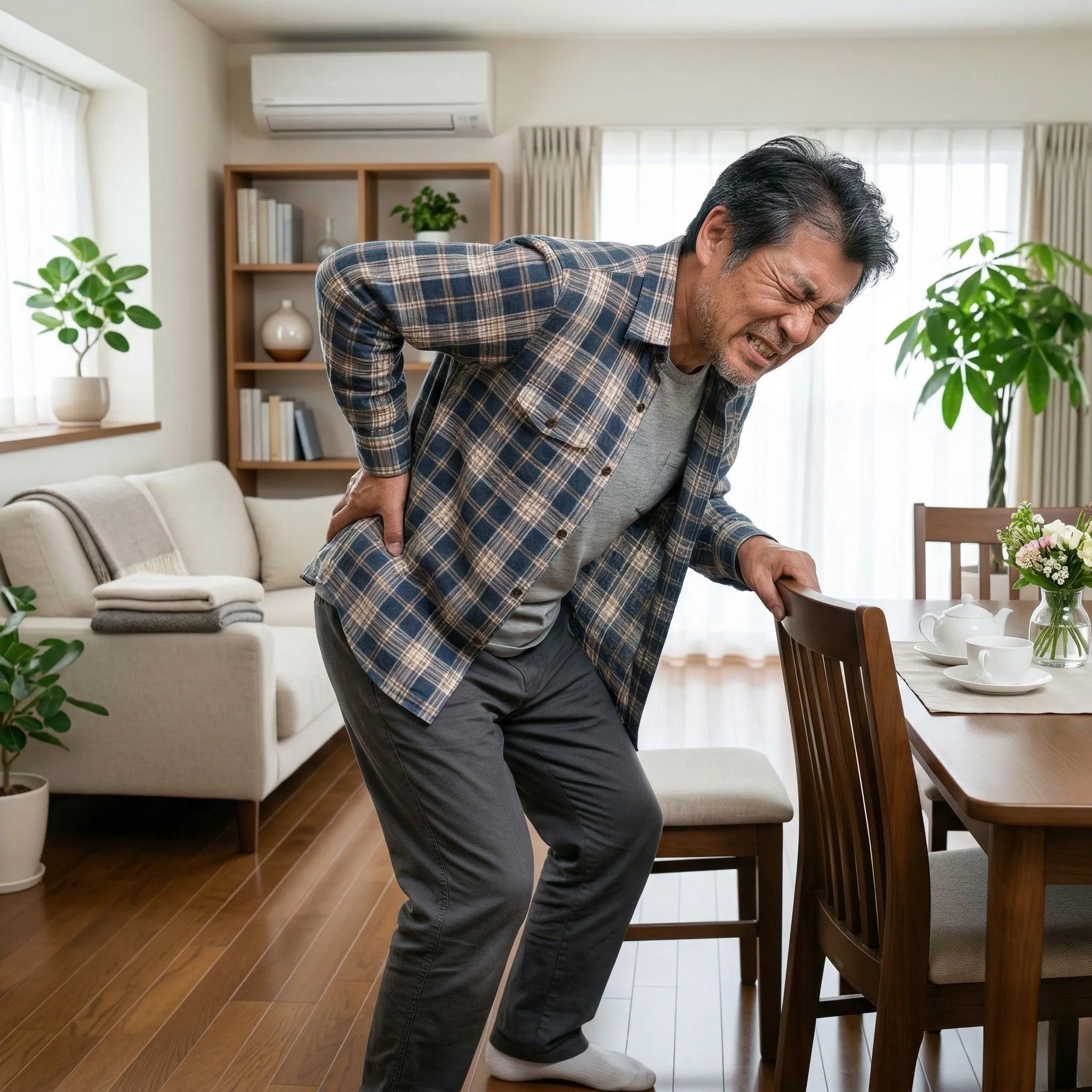 ぎっくり腰で苦しむ男性の画像